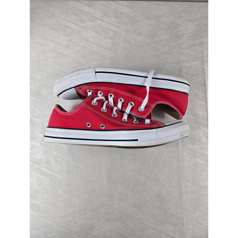 Converse Chuck Taylor All Star Low Top Red Canvas Sneakers Mens 8 Womens 10 - Picture 3 of 8